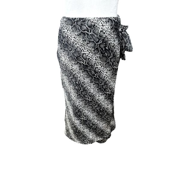 Forgotten Grace Black/White Snake Print Faux Wrap Skirt Pull On S NWT - Picture 1 of 9